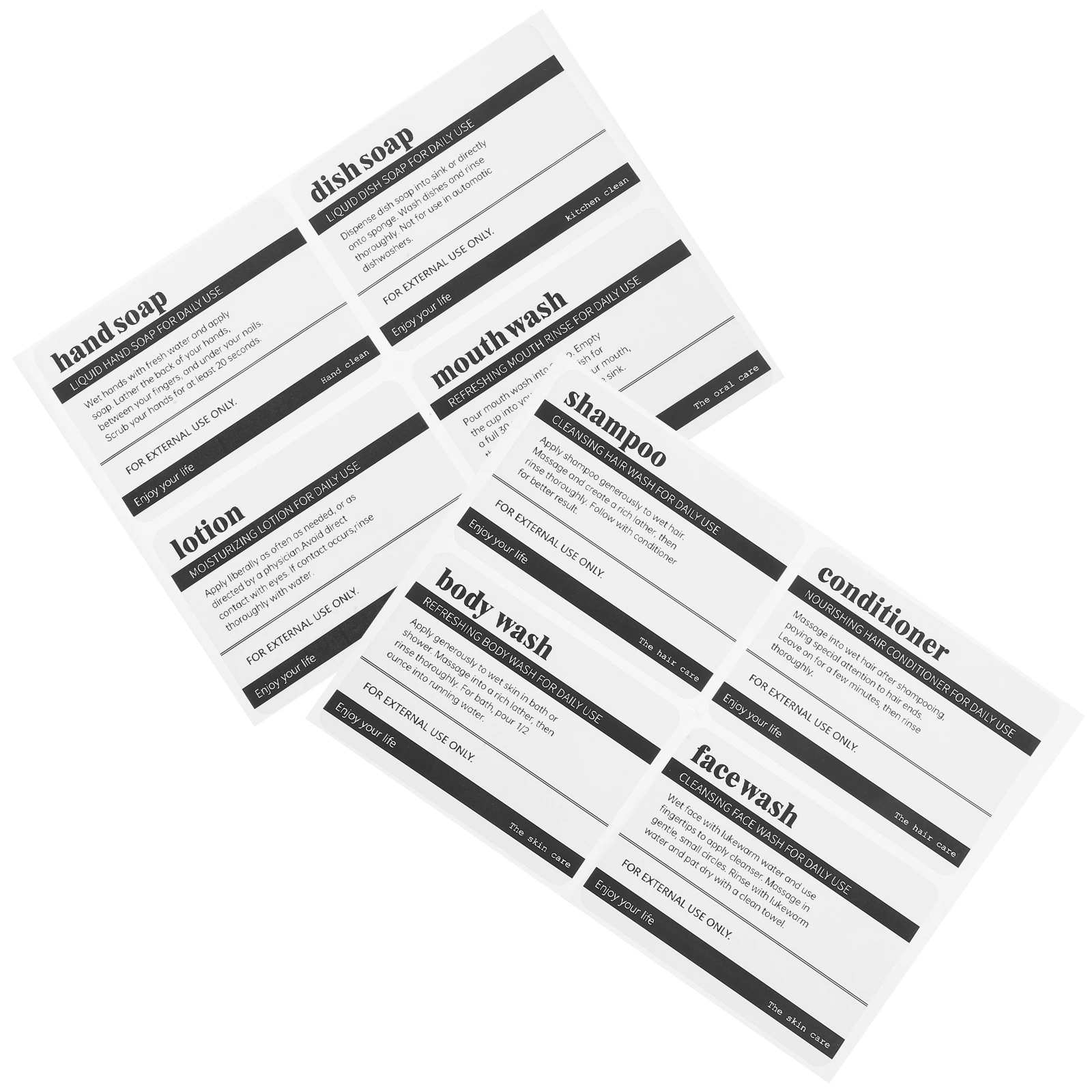 

8 Waterproof Self Adhesive PVC Labels for Bathroom Skincare Products Stickers Bottle Tags Toiletries ganization