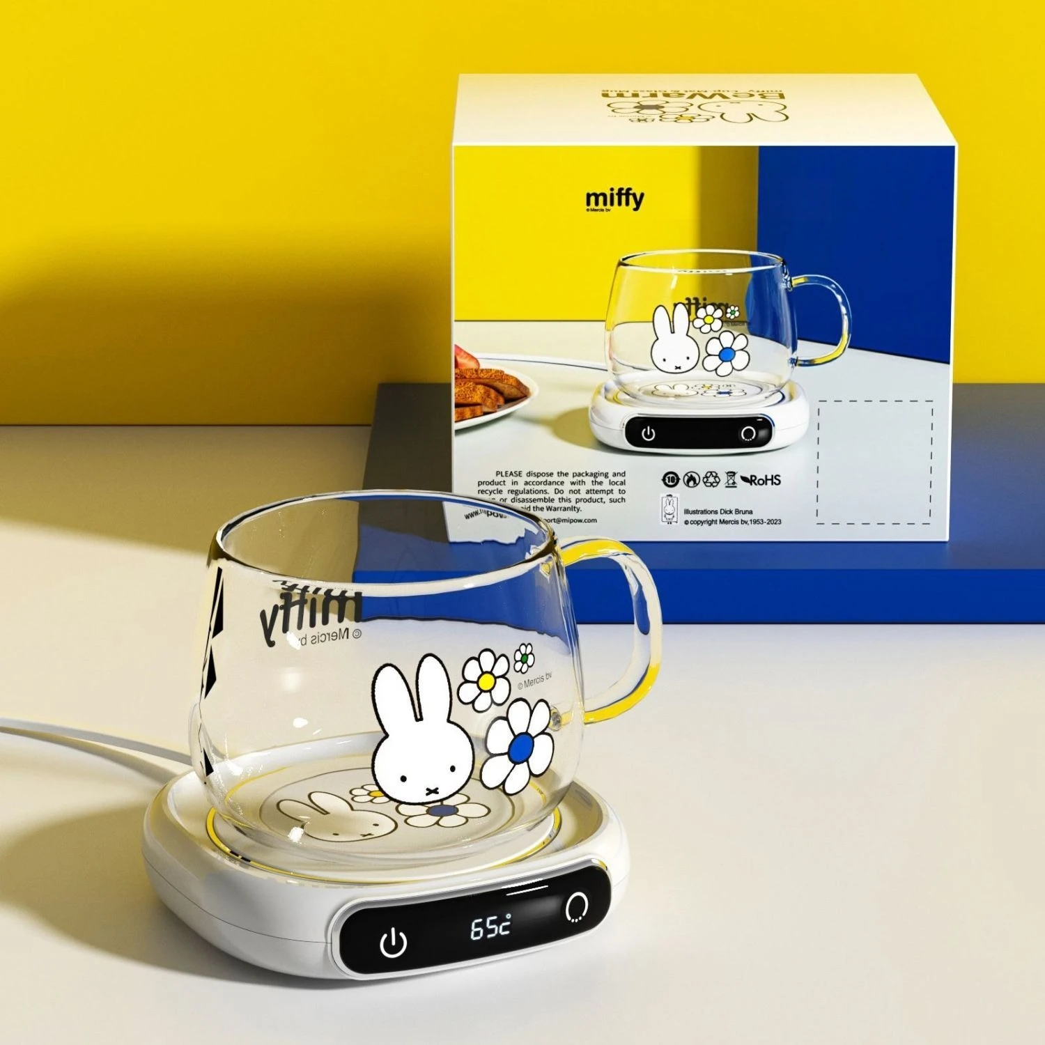 Miffy Kawaii Anime Automatic Constant Temperature Heating Coasters 55°C 75℃ Smart Thermostat Office Home Warm Practical Cute