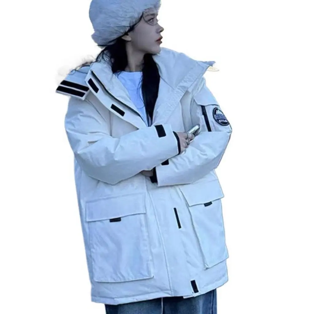 

Couple's Mid-Length Thickened Cotton-Padded Jacket Parker Suit Boards Tooling down Trendy Design Women's Fashion Outerwear