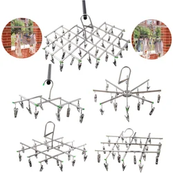 Foldable Stainless Steel Underwear Sock Dryer Laundry Rack Flat Head Clothes Hanger Airer Rust Resistant Strong Grip Clip 2023