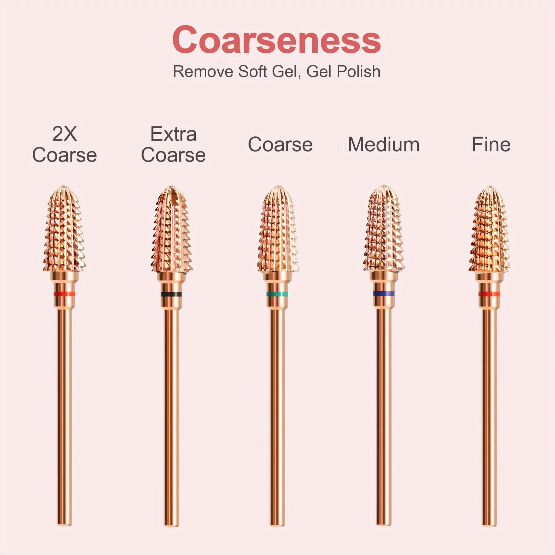 

5-стильное акриловое сверло для ногтей из карбида вольфрама Rose Golde, профессиональная электрическая пилка с заостренной головкой, для обрезки ногтей,