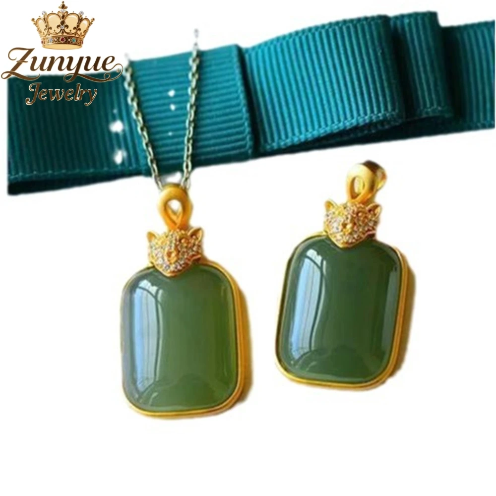 Natural Hetian Jade Leopard Head Peace Pendant Necklace Luxury Quality Jewelry Fashion Jewelry Charms Exquisite Popular Elegant