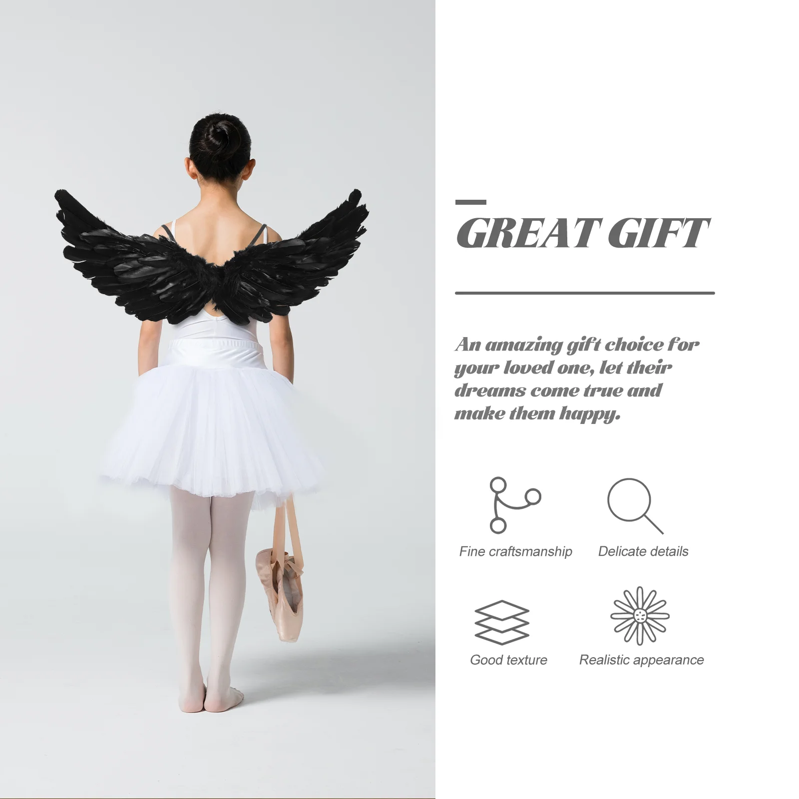 Feathered Angel Wing Wings Kids Clothes with Outfits Accessory Child Halloween Cosplay