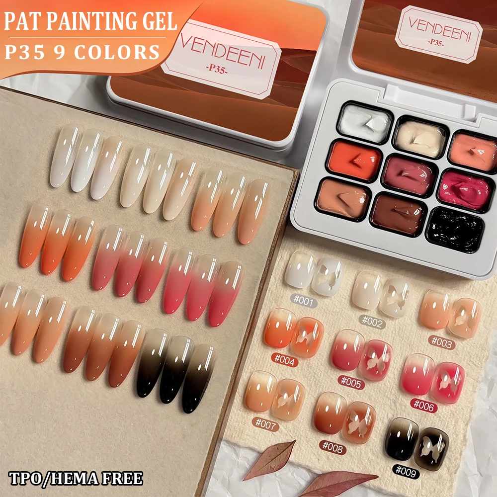 

Vendeeni TPO HEMA FREE 9-сетка Коричневый гель-лак для ногтей UV LED Soak Off Гель-лак Цветущая градиентная живопись Гель-лак
