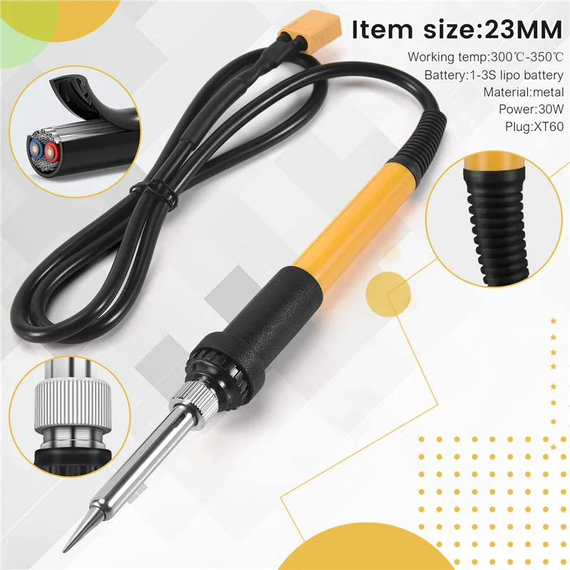 مكواة لحام محمولة من LICE - موصل Xt60 - تستخدم مع بطارية ليبو 3S 12V - مثالية لمعدات الطائرات بدون طيار Rc والإلكترونيات Repa