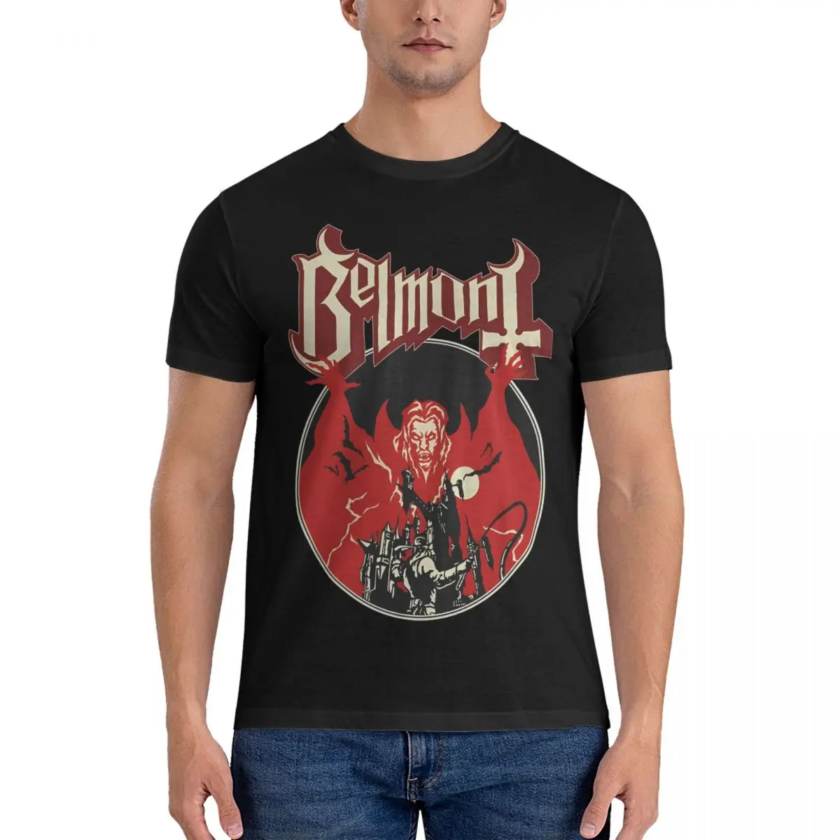 Funny Belmont T-Shirt for Men Crewneck Cotton T Shirts The Return Of Vampur Short Sleeve Tees Summer Tops