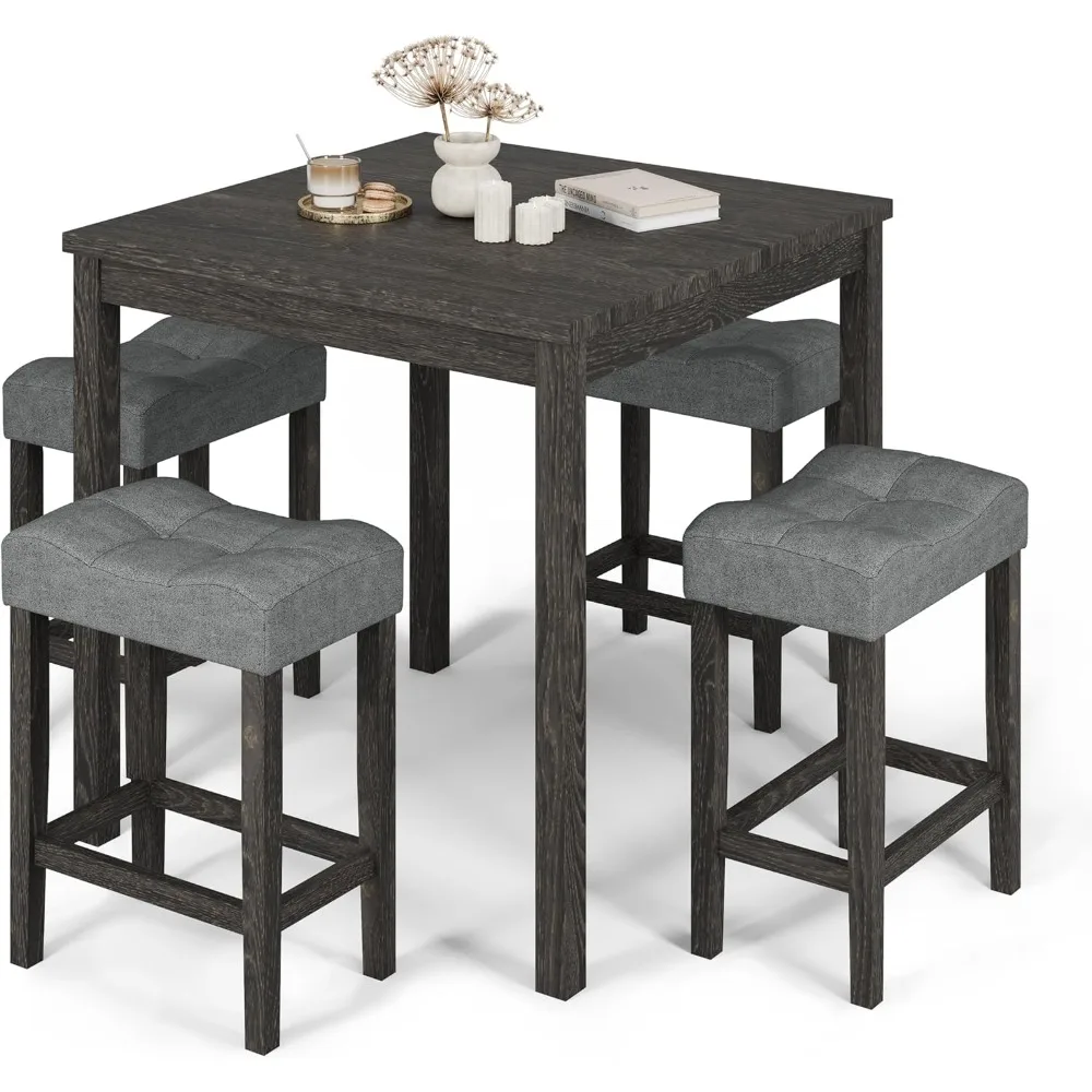 5-Piece Counter Dinner Height Table Set, Indoor Modern Rectangular Dining Table Furniture Set for Kitchen, 35 inch Dining Table