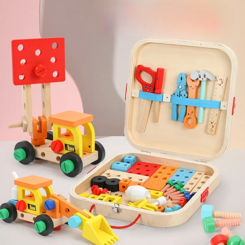 DIY 퍼즐 나무 나사 조립 도구 상자 미니어처 액세서리 빌딩 블록 세트, 몬테소리 수학 공예 장난감, 비지 보드 게임