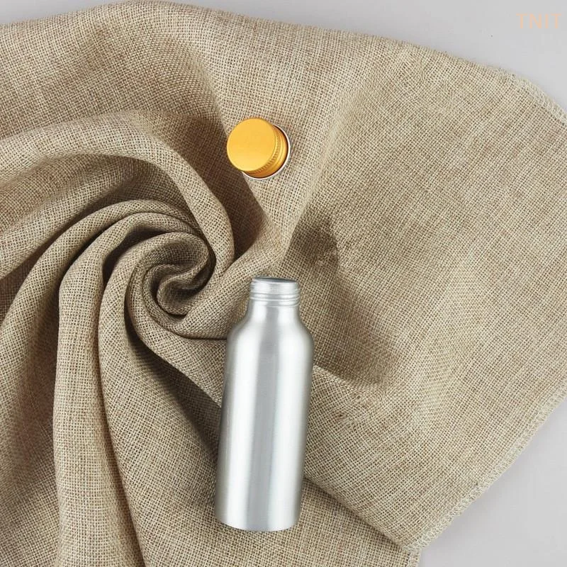 [J] 50ml-250ml Travel Protable Refillable Bottle Gold Aluminum Bottle With Screw Cap Perfume Cosmetic Toner Water Bottle
