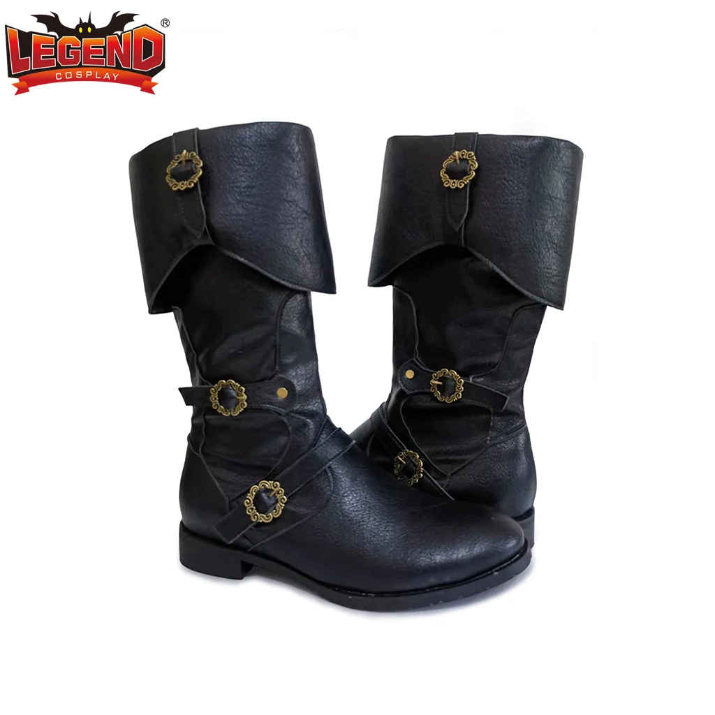 Medieval Mens Viking Shoes Pirate Knight Boots Costume Renaissance Victorian Steampunk Shoes PU Leather Middle Ages Ankle Boots