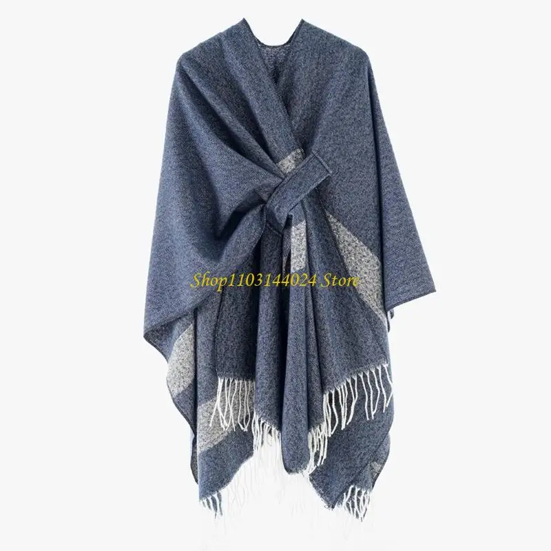 N5KE Travel Friendly Shawl Trendy Shawl Double Sided Color Blocked Shawl for Daily Wear Travel Essential