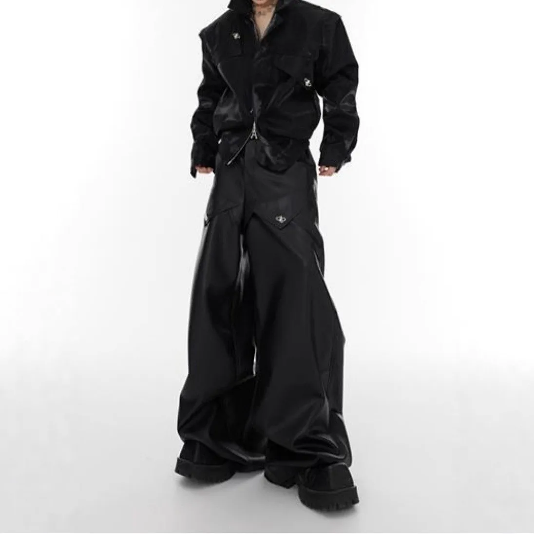 

Мужская верхняя одежда Gen Metal Split Design Liquid Pad oulder Thiened Fce Stand Fit Outdoor Sle из искусственной кожи