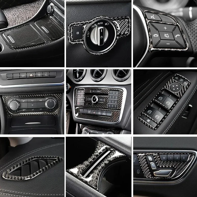 Pannello dei pulsanti interni in fibra di carbonio Copertura decorativa Stampaggio incollato per Mercedes Benz Telaio di grado A W176 GLA X156 CLA