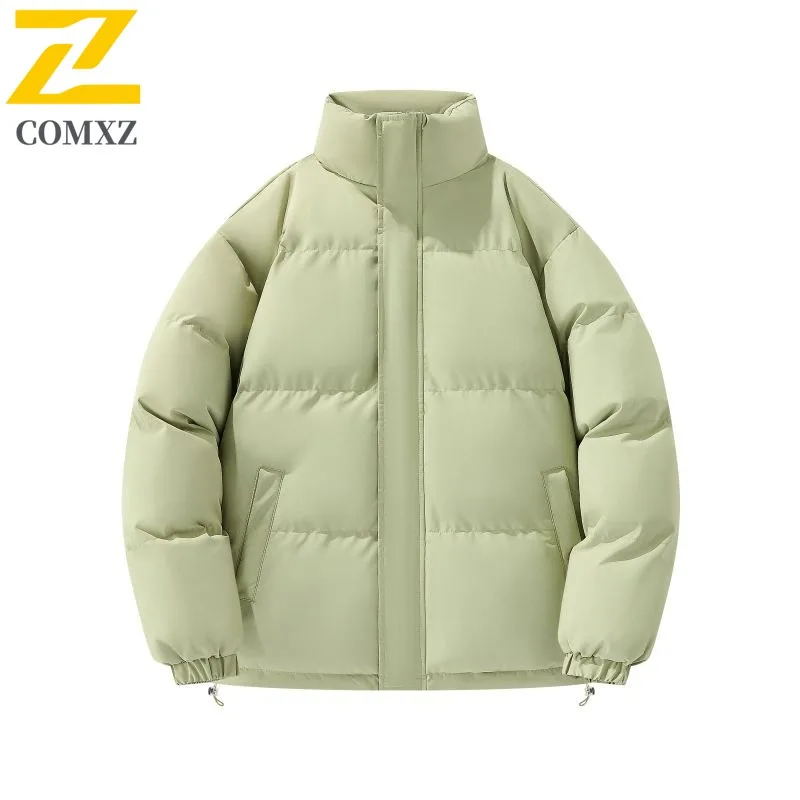 

COMXZ 2025 для мужчин и женщин, пара, корейский стиль, хлопковая куртка с воротником-стойкой, зимняя модная толстая теплая свободная куртка с допамином