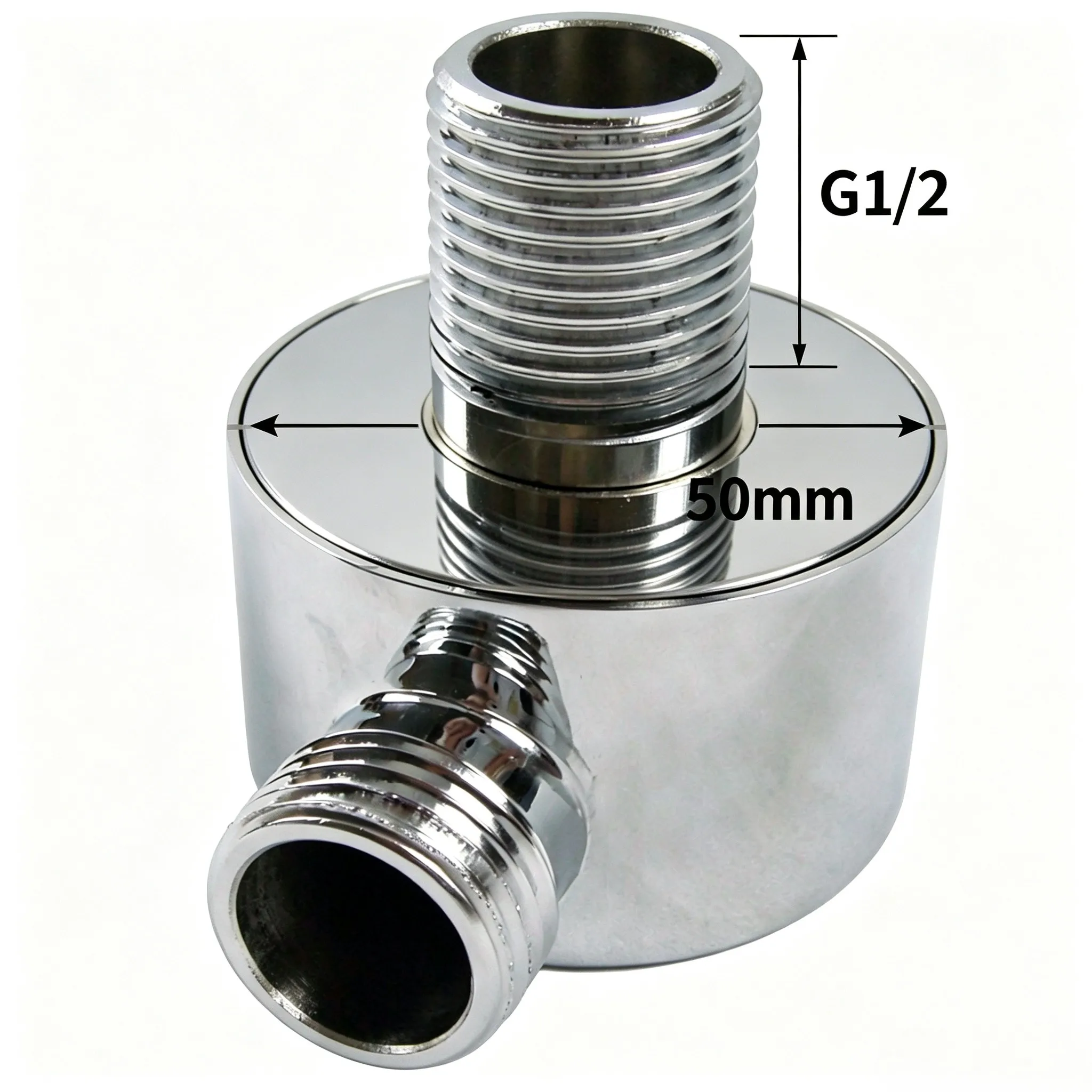 Brass Shower Outlet Elbow Connector 50mm Cover G1/2 Thread Wall Mount Shower Hose Adapter Chrome Plated Bathroom Accessory