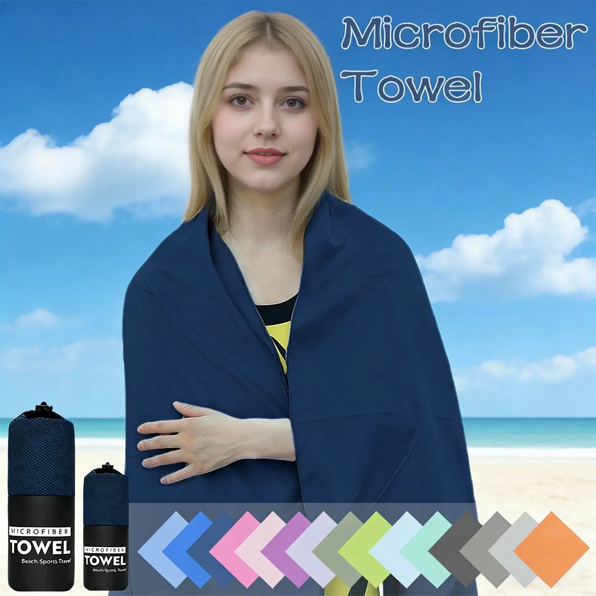 

Набор из 5 предметов, сетчатые сумки-органайзеры для полотенец из микрофибры, супер впитывающие, быстросохнущие, большие, большие, маленькая сумка для полотенец, мягкая, прочная, легкая