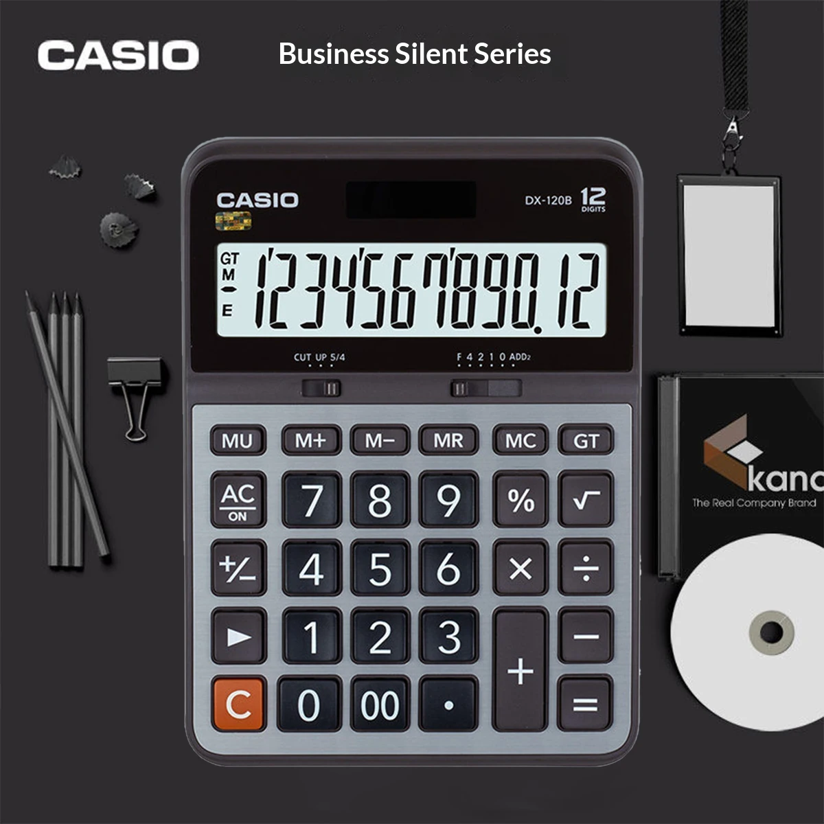 

CASIO DX-120B Accounting and Cashier Finance Office Dual Power Solar 12-Digit Desktop Business Office Calculator Metal Panel