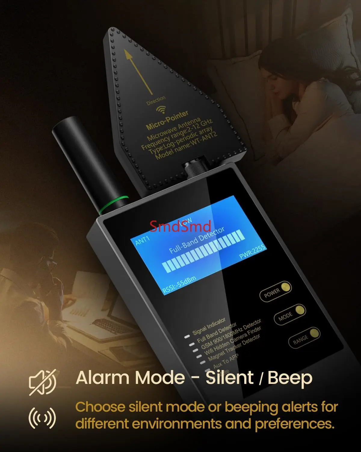Seesii Anti-Spy Hidden Camera Detector GPS Signal Bug Sweeper Magnetic Finder Locator 900/1800MHz for Travel & Office Security