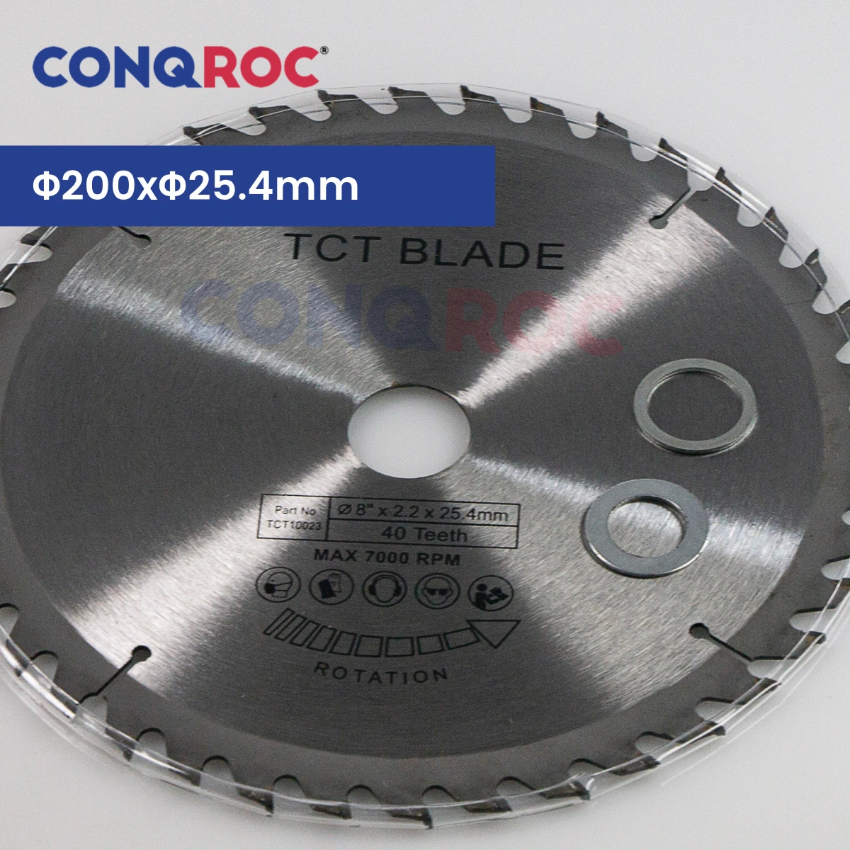 ใบเลื่อยวงเดือน40-ฟัน TCT ขนาด200x25.4มม. แผ่นทังสเตนคาร์ไบด์ปลายแหลมสำหรับตัดไม้