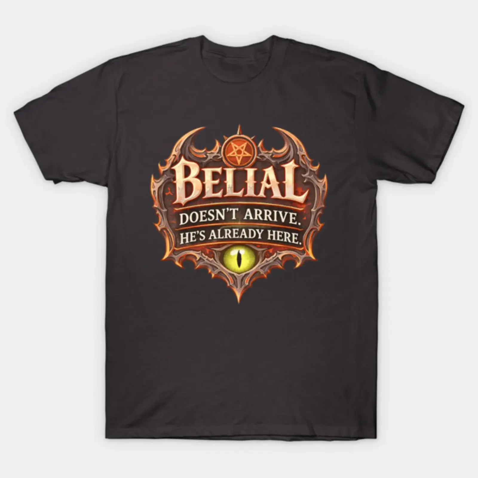 Belial Is Here T Shirt vintage Washed graphic Casual Top For Everyday Wear Slightly Unisex fashion Soft Breathable Stylish