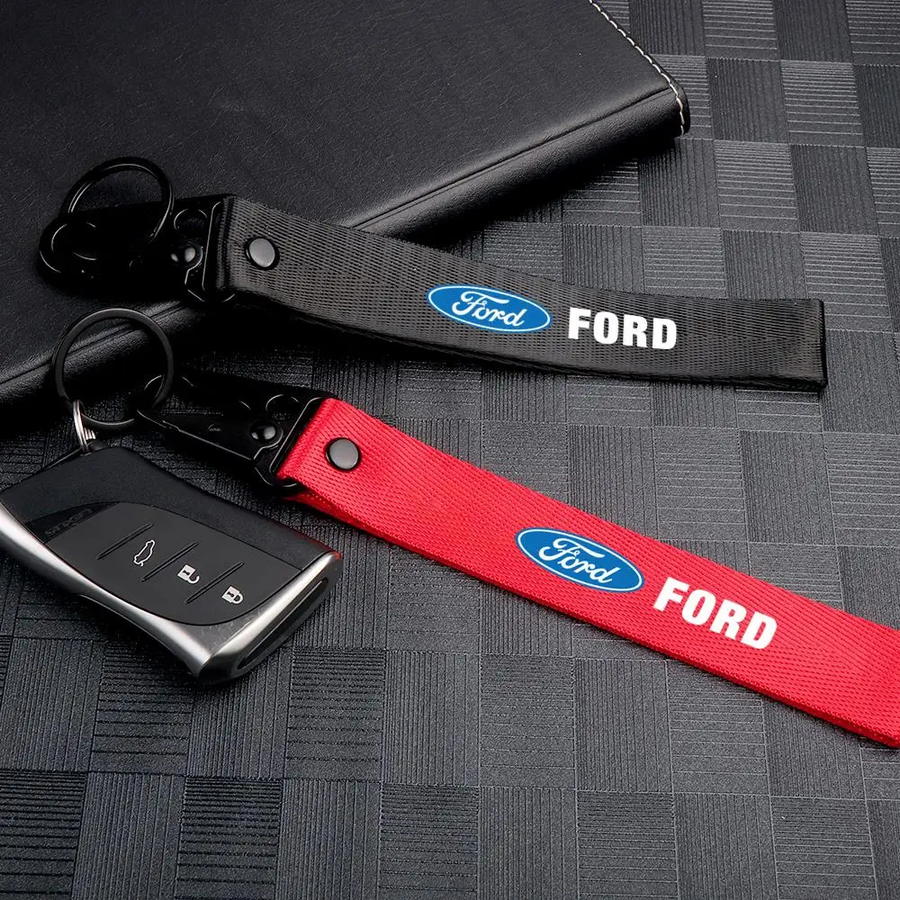 Car Styling Emblem Keychain Ribbon Webbing Strap For Ford Focus 2 3 4 MK2 MK3 MK5 Fiesta MK7 Mondeo MK4 Fusion Explorer Escape