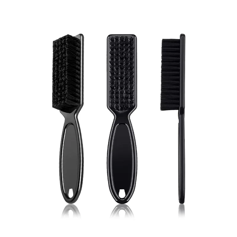 Black Small Beard Styling Brush Professional Shave Beard Brush Barber Vintage Oil Head Shape Carving Cleaning Brush