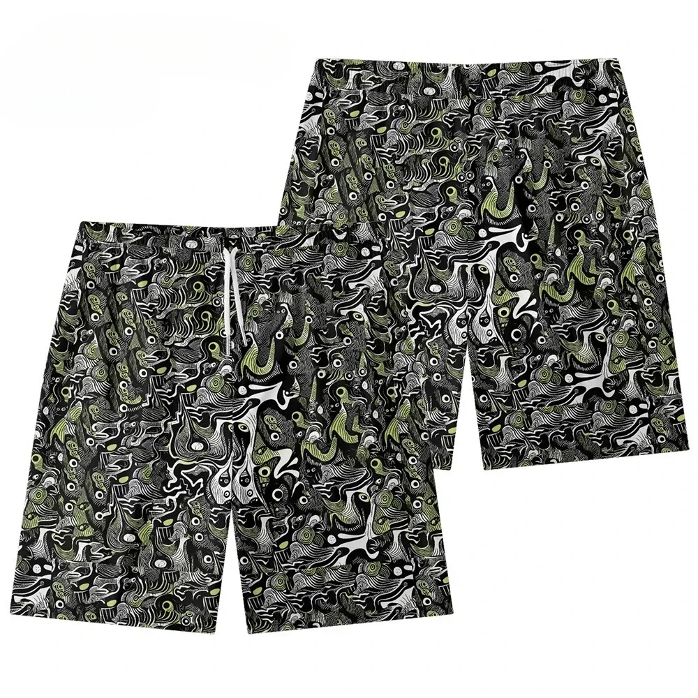 Wave Ripples Relaxed Beachwear Shorts Summer Unisex Streetwear Couple Casual Oversized Breathable High-Quality Versatile Bottoms
