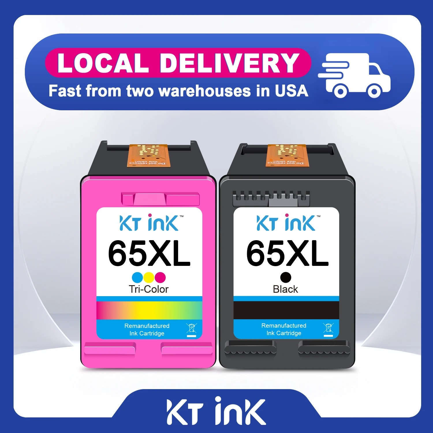 KT INK Remanufactured Ink Cartridges 65XL Replacement for HP 65 65XL for HP AMP 100 120 DeskJet 2620 2652 3700 3720 Printers