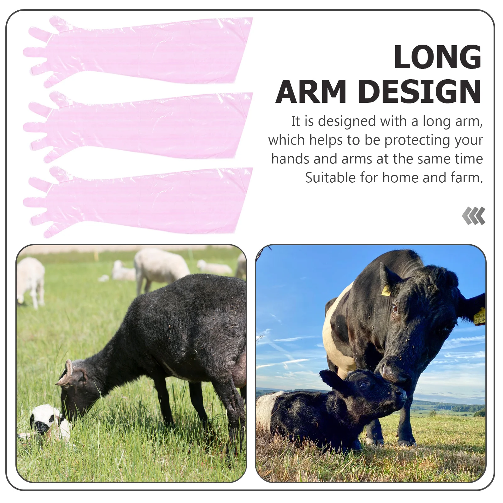 

50pcs Lambing Disposable Plastic Gloves For Animal Delivery Long Arm Protection Veterinarian Assistant Elbow Length Safety