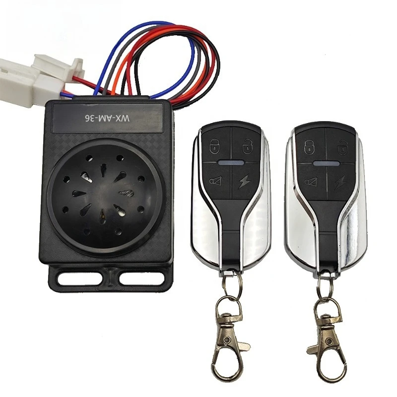 120dB High Decibel 24V-72V Voltage Electric Scooter Motorcycle Tricycle Anti-theft Radio Frequency Alarm Remote Control Lock