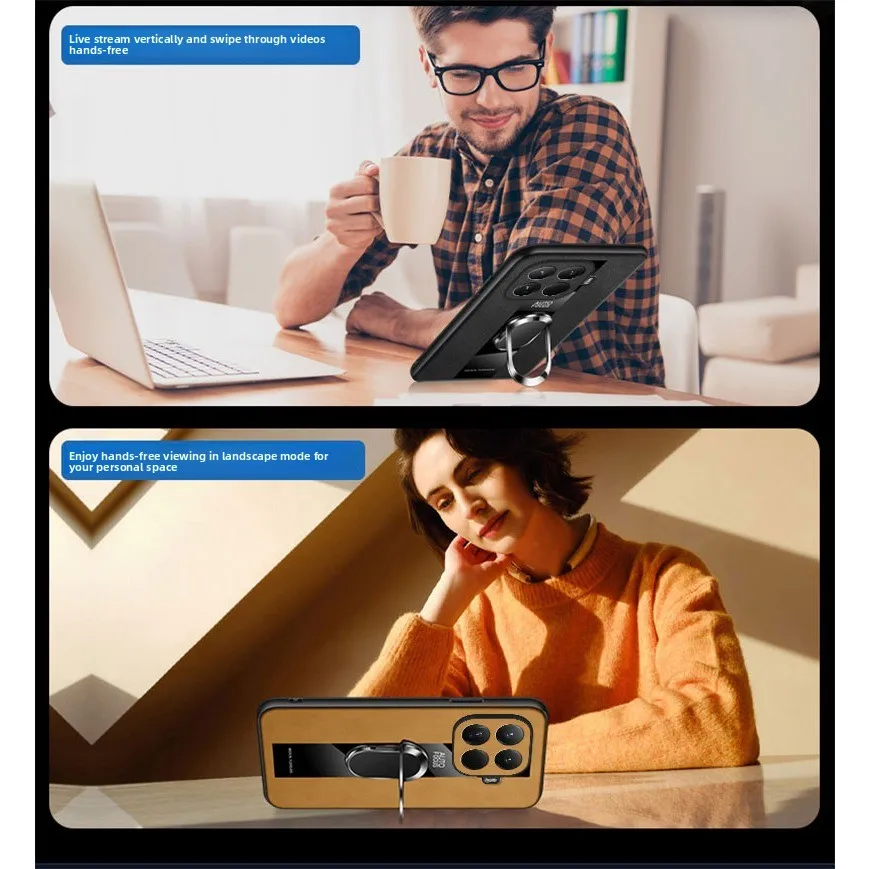 حافظة هاتف Magsafe من جلد البولي يوريثان لكبار Xiaomi 15 TPro Xiaomi 17 Pro Max Mi15 T 14TPro 15 14 حافظة دعم حلقة مغناطيسية فائقة