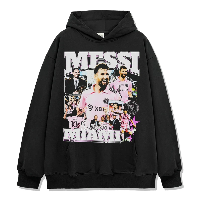 

Star Player Lionel Messi Streetwear Pattern Printing Long Sleeve Hoodie Cotton Men Women Comfort Casual Breathable Casual Hoodie
