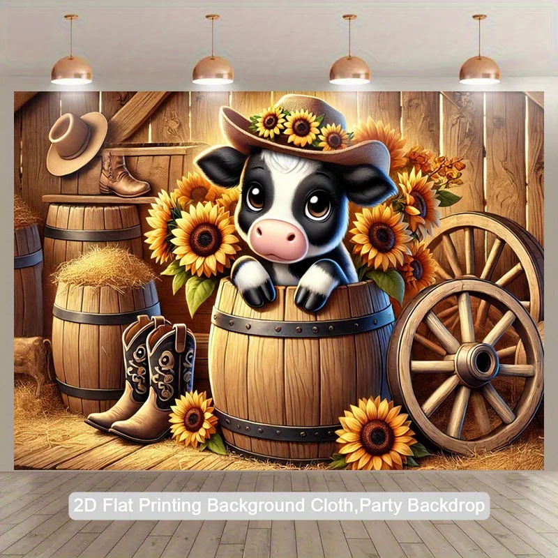 2Dflat1pc، بقرة لطيفة وعباد الشمس، ديكور لافتة داخلي وخارجي، لا يتطلب إمدادات الطاقة Zx #2