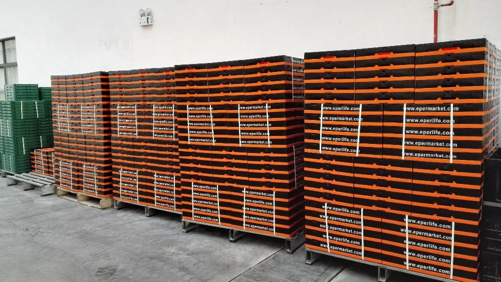 Folding Retangular Turnover Foldable Plastic Turnover Orange Box Crate