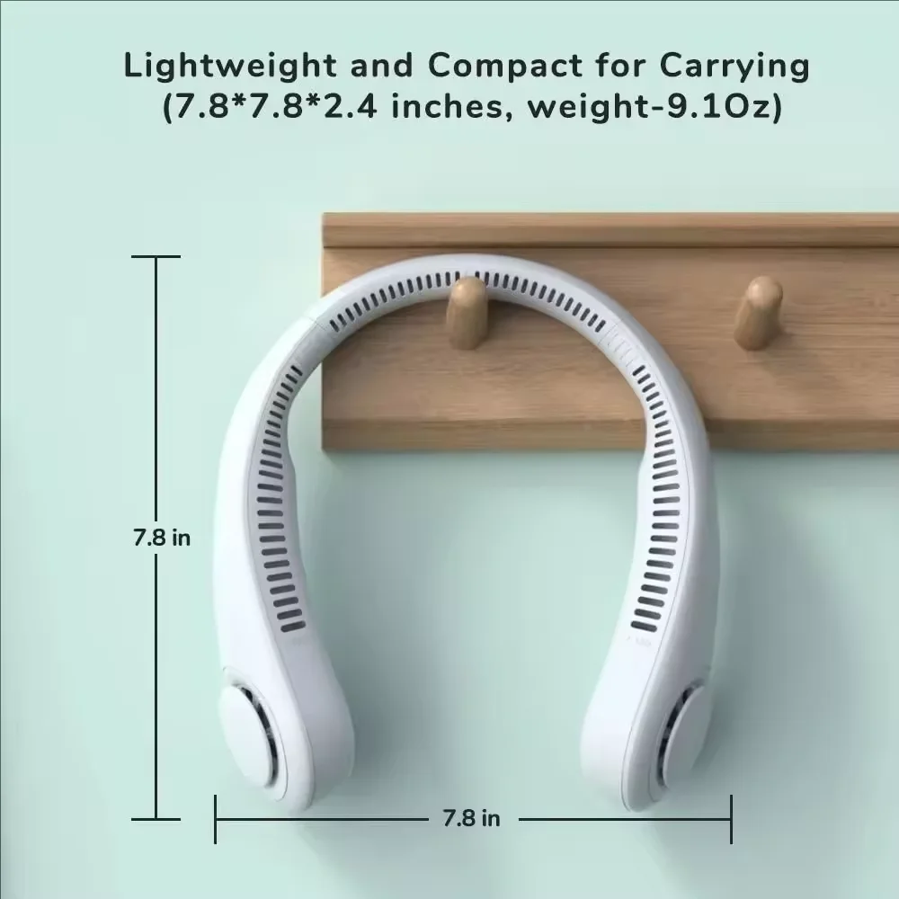 New Arrival Bladeless Hanging Neck Fan 3 Adjustable Speed USB Recharge Mini Portable Air Cooler Long Battery Life Outdoor Gym Su image 5
