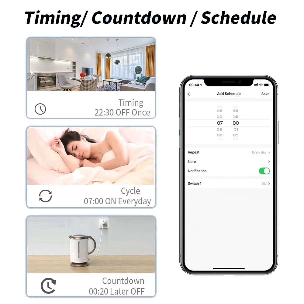 Tuya WiFi Smart Light Switch 433MHz 110V 220V 2200W Work with Alexa,Google Assist,Smart Life for Home Improvement