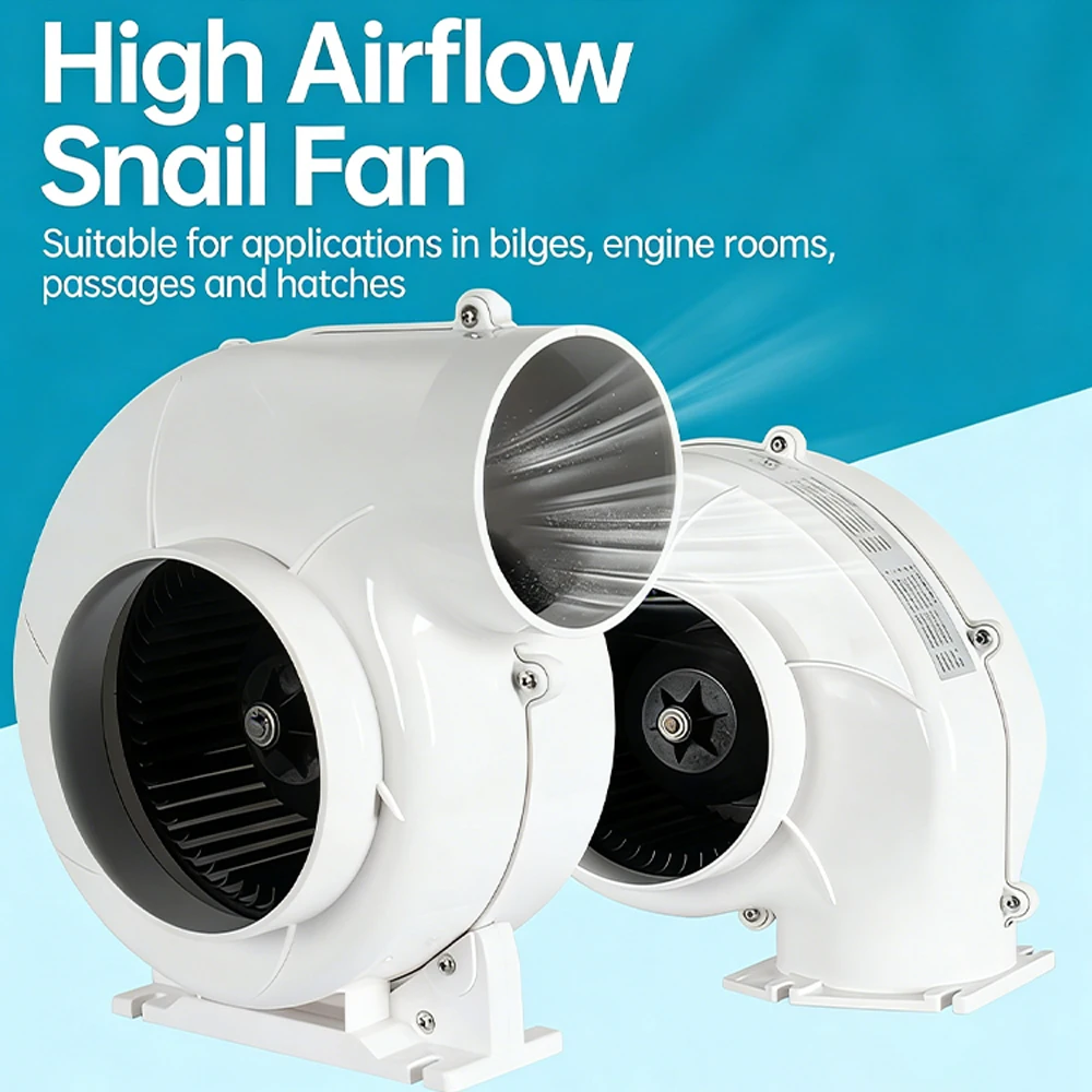 

DC12V/24V Snail Fan,centrifugal Duct Fan,suitable for Ventilation Systems in Caravans,Engine Rooms,Corridors,indoor Ducts,yachts
