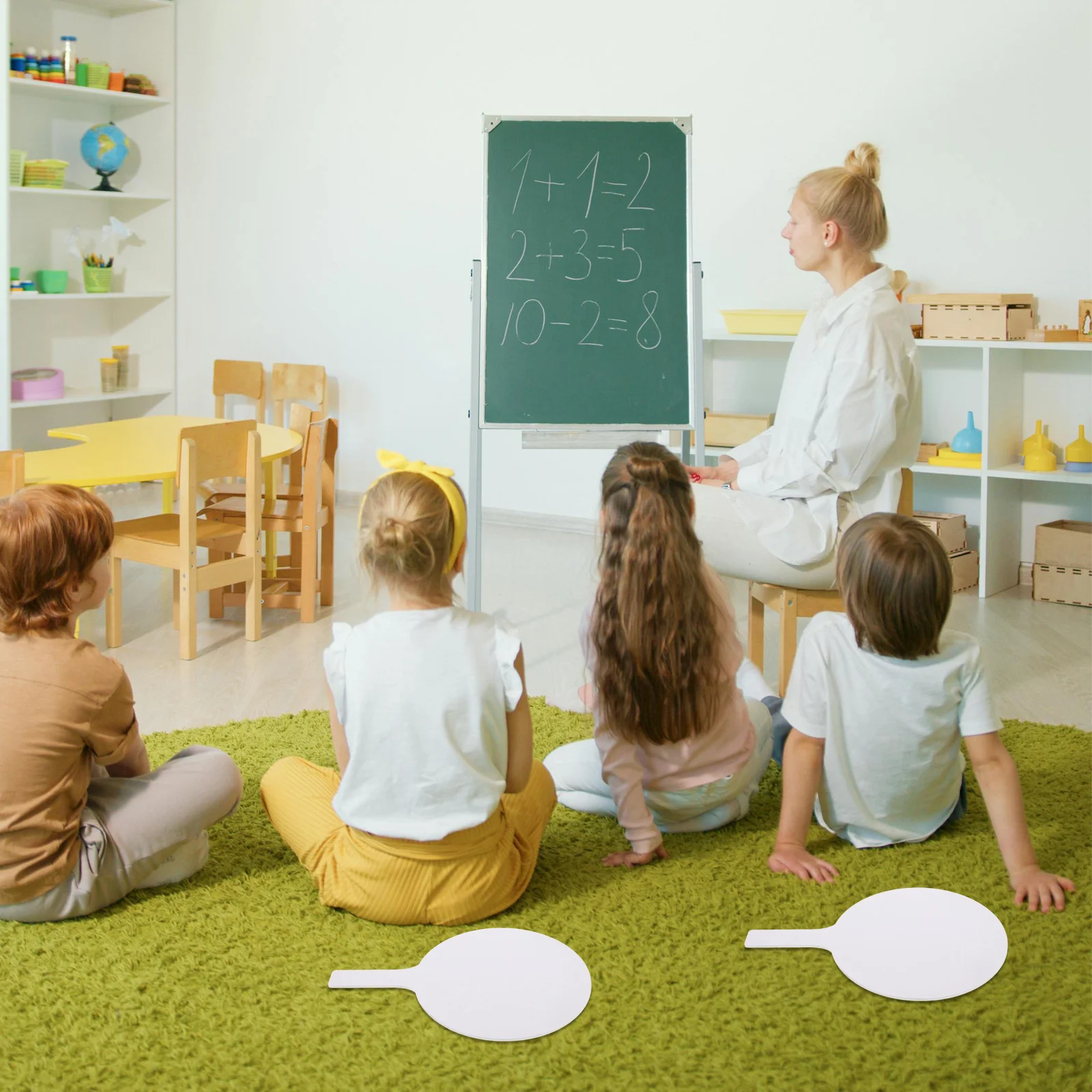 

2Pcs Handheld Dry Erase Paddle Board Double Sided for Classroom Office Meeting Family Party Educational Tools Whiteboard Paddles