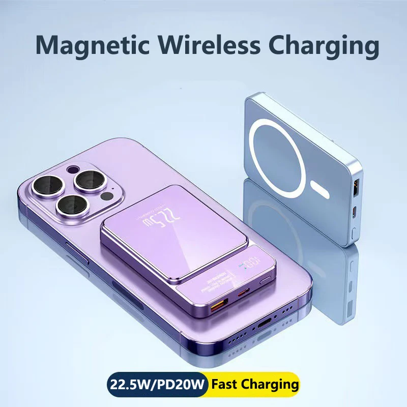 

20000mAh Magnetic Wireless Power Bank 22.5W Fast Charging for iPhone 15 14 13 12 X Samsung Huawei Xiaomi Powerbank Magnetic Ring