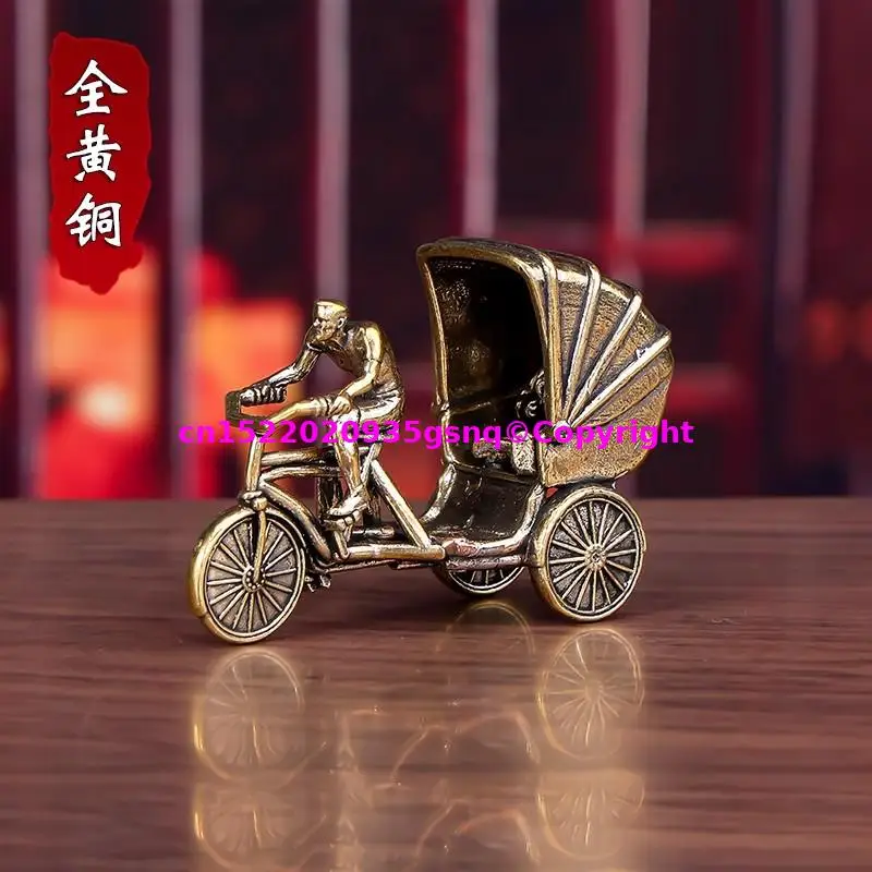 TOP COOL Desktop ornament decoration character role crafts Pedicab driver rickshaw puller Copper carving ornament sculpture