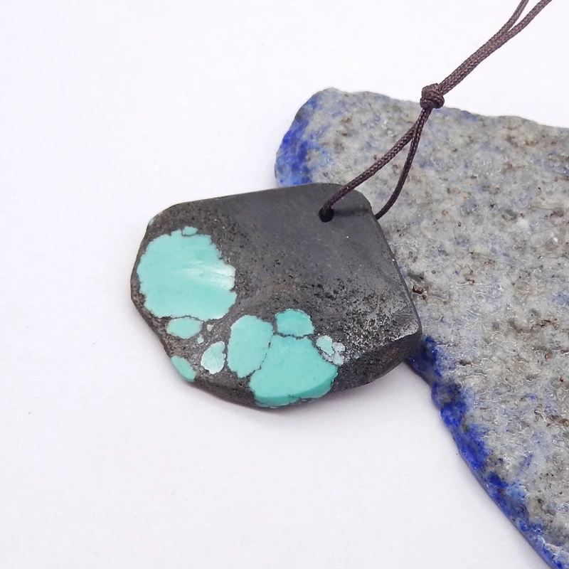 Handmade Jewelry Natural Stone Turquoise Nugget Pendant Bead Fashion Necklace Accessories 32x25x4mm 5g