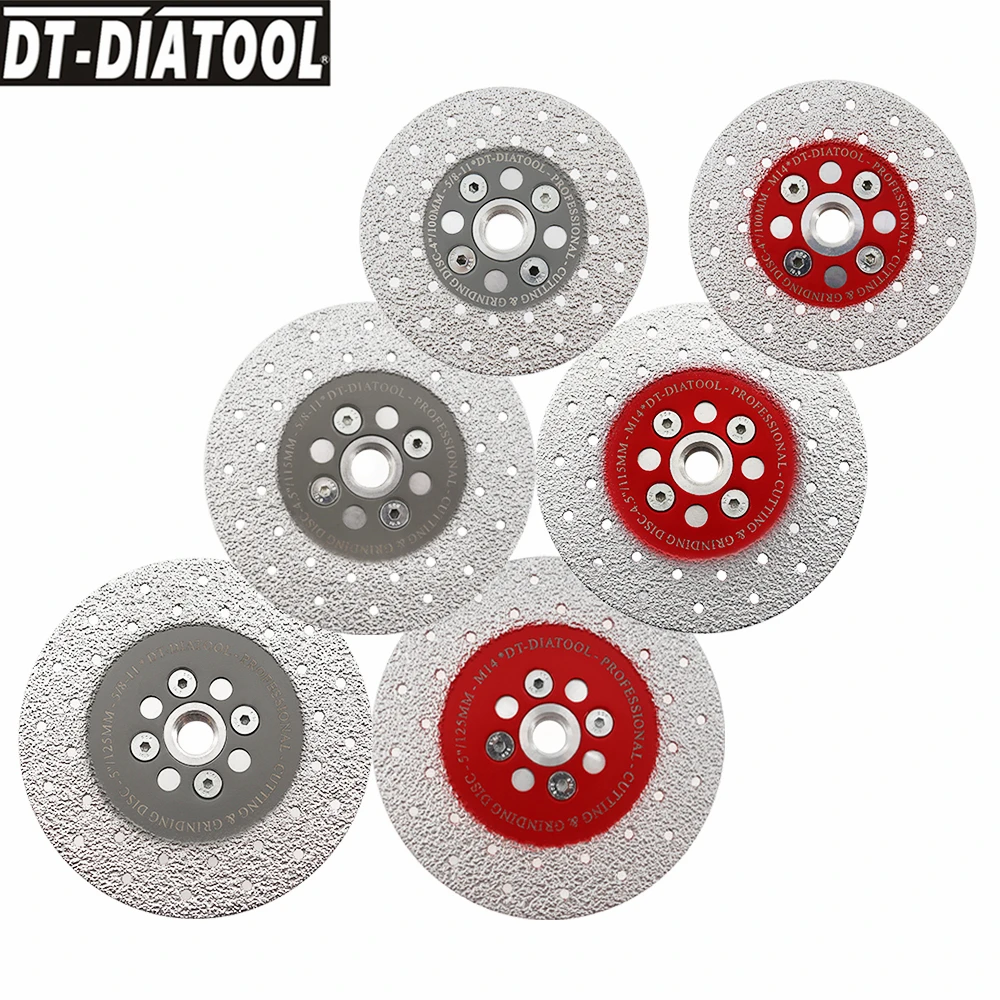 DT-DIATOOL 1pc 100/115/125mm Diamond Cutting Grinding Wheel  M14 or 5/8-11 Thread Double Side Coated For Cut Shapen Grind Smooth