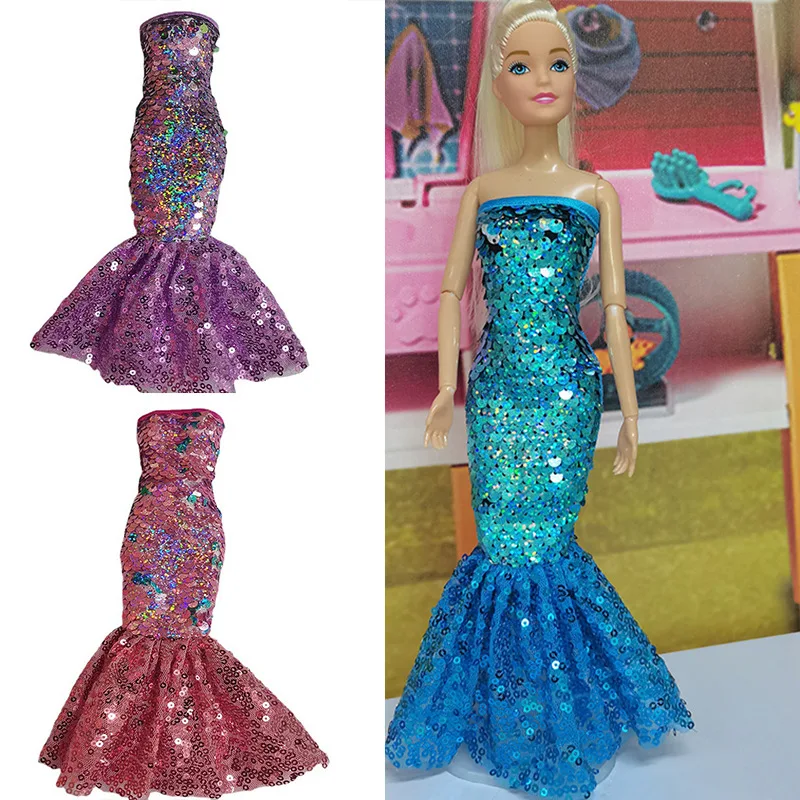 30cm Doll Clothes Fashion Shiny Beauty Fish Tail Dress Mermaid Costume For Doll Clothes Accessories New 1/6 BJD DIY Dress Toys