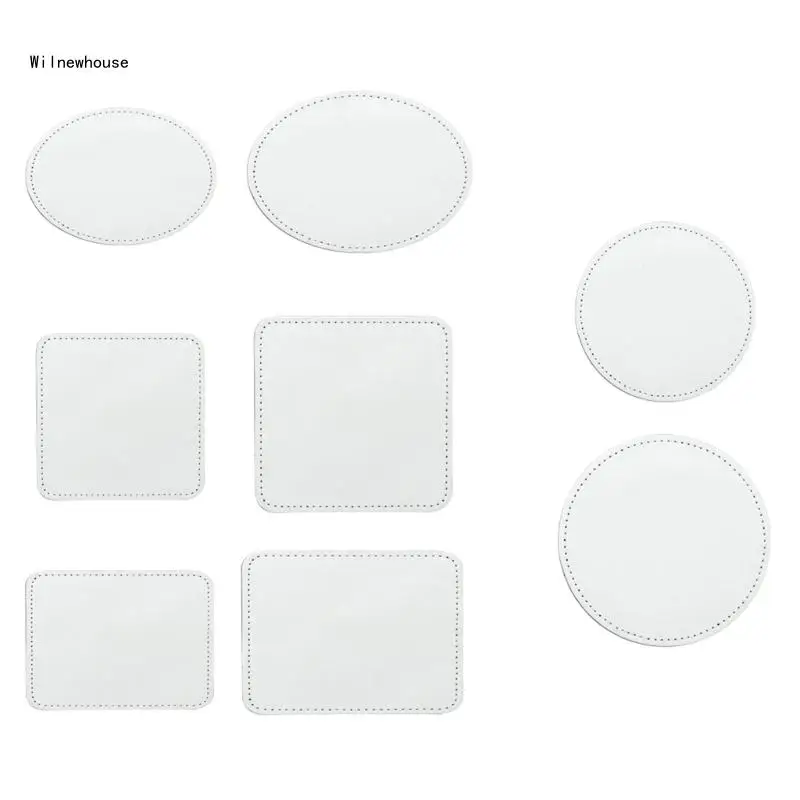 

10 Pieces Blank Leather Iron-on Patches Hat Patches 8 Shapes Sublimation Patches Dropship