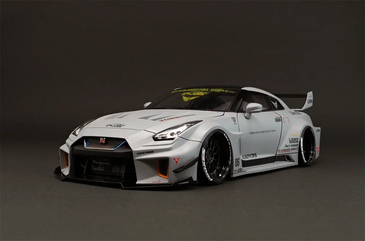 IG 1/18 For LB-Silhouette WORKS GT Nissan GTR 35GT-RR Diecast Model Car Toys Hobby Matte Gray Collection Ornaments Display