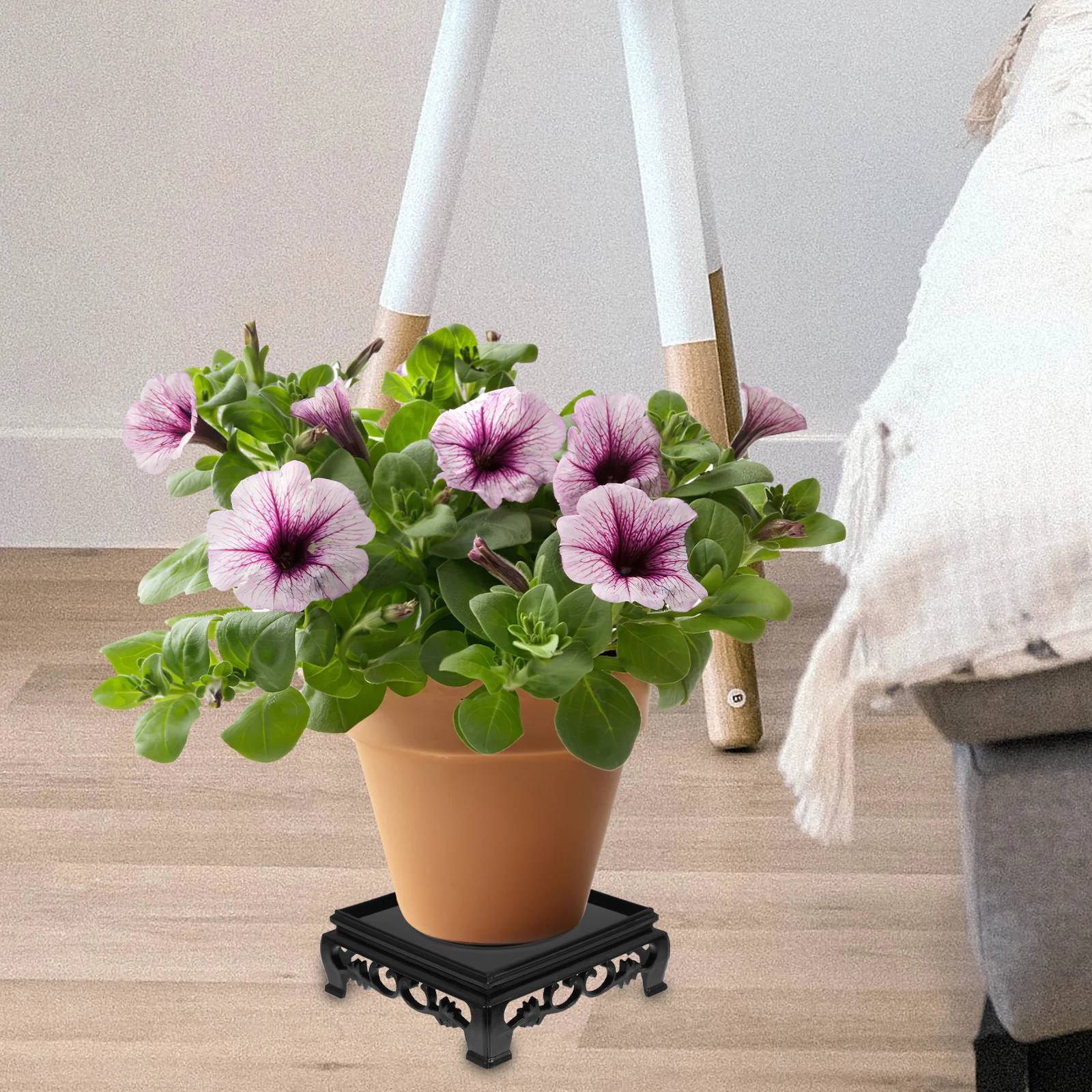 

5Pcs Vintage Plastic Plant Stand Square Shelf Tank Riser for Flower Pot Vase Fish Bowl Potted Plant Bases Display Holder