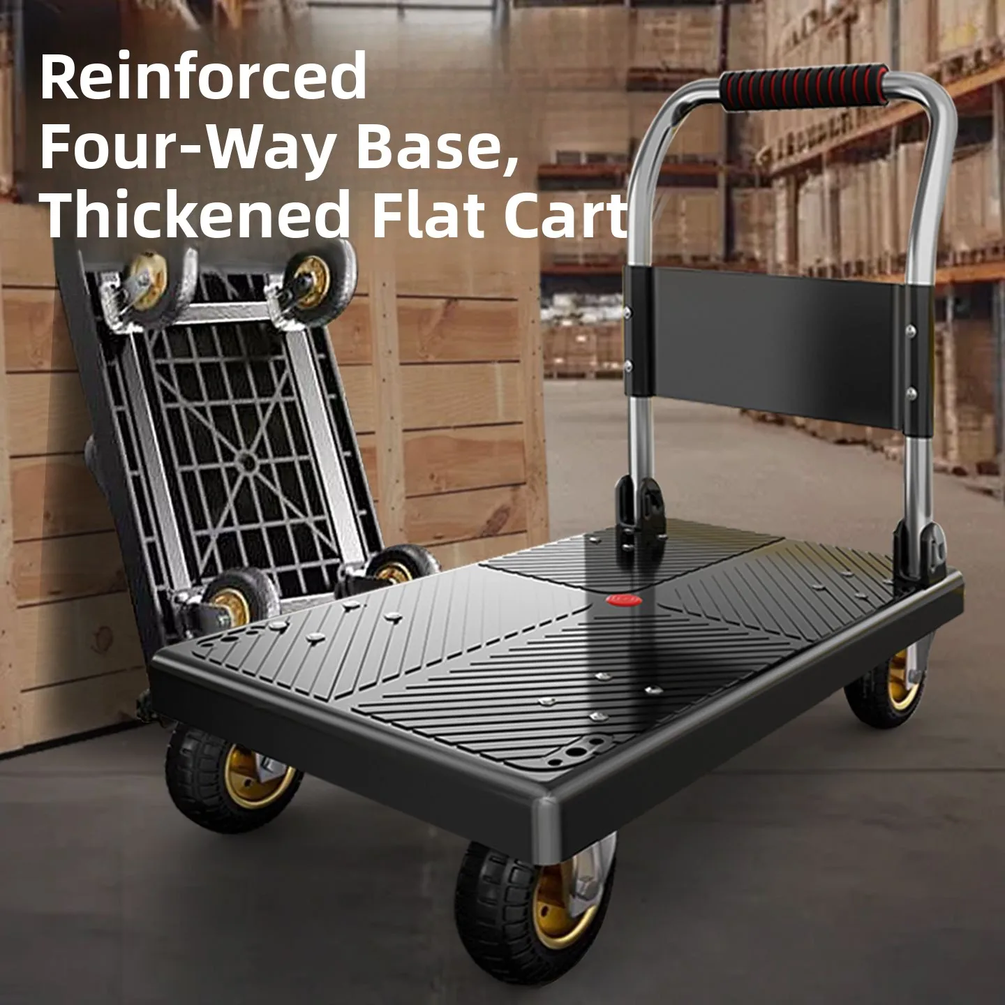quiet-hand-pulled-portable-shopping-cart-home-use-stacking-utility-flatbed-miniature-wares-moving-dolly-plastic-material