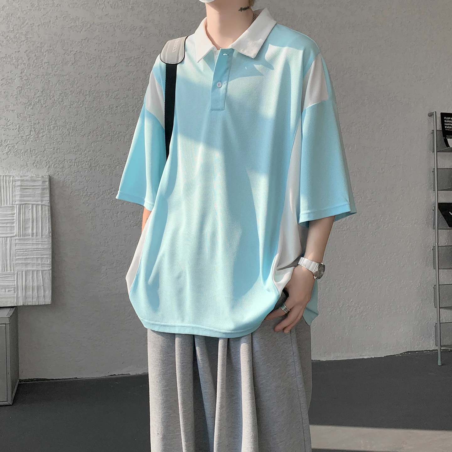 Summer New Style Men's Color-Contrast Short-Sleeved T-Shirt, Short Polo Shirt