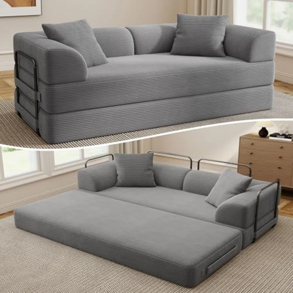 Cloud Boneless Couch Futon Sofa Bed, 5-in-1 Convertible Sofa Bed Pull Out Couch Sleeper Sofa Compressed Loveseat, 70