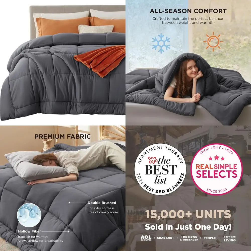 

Cal King Size Quilted Comforter Duvet Insert - All Season GentleSoft Down Alternative Bedding